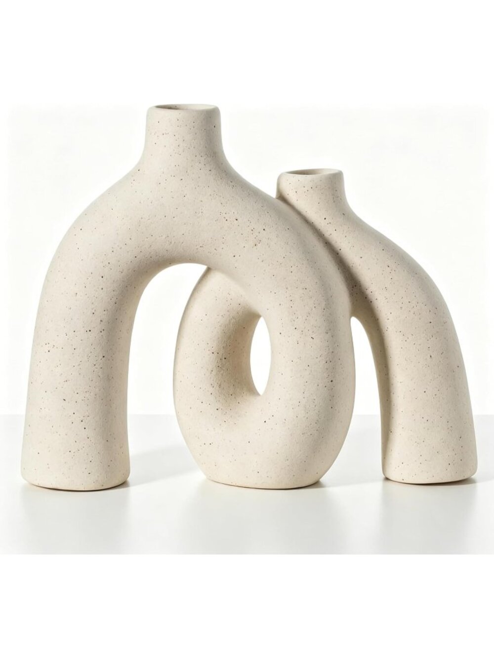 Modern Elegant Beige Matte Ceramic Nordic Boho Vase Set For Living Room Decor